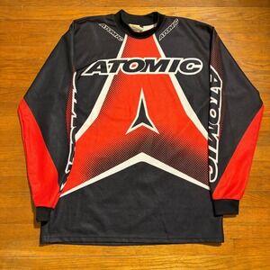 Atomic Motocross Jersey XL Black Red White Long Sleeve Mesh Made in Canada MX